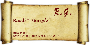 Radó Gergő névjegykártya